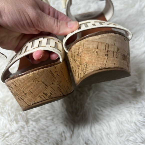 Tory Burch Regan T Logo Cork Wedge Sandals - Size 9.5 - Picture 5 of 10
